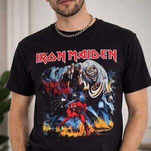 Iron Maiden Number Of The Beast Band Tee Black Graphic Shirt Mens M Rock Metal